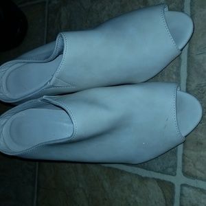 White Faux Leather Heeled Wedges